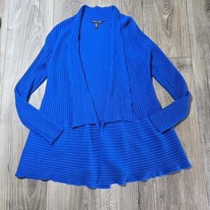 Eileen Fisher Merino Wool‎ Cascade Open Front Cardigan Women's Medium Blue